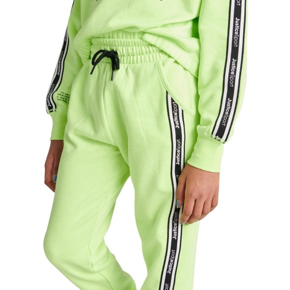 Justice J-Sport Fleece Active Joggers Electric Green sz: M (10) - Picture 3 of 3
